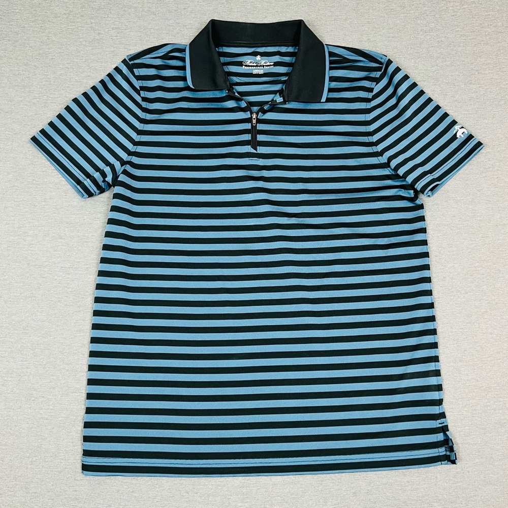 Brooks Brothers Black and Blue Striped Polo Shirt